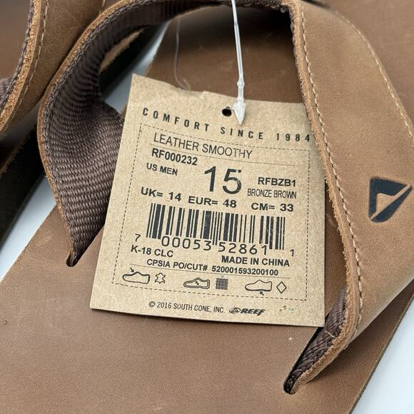 Reef Leather Smoothy Mens Flip Flop Size 15 BRONZE BROWN Sandal NEW NWT main image 7